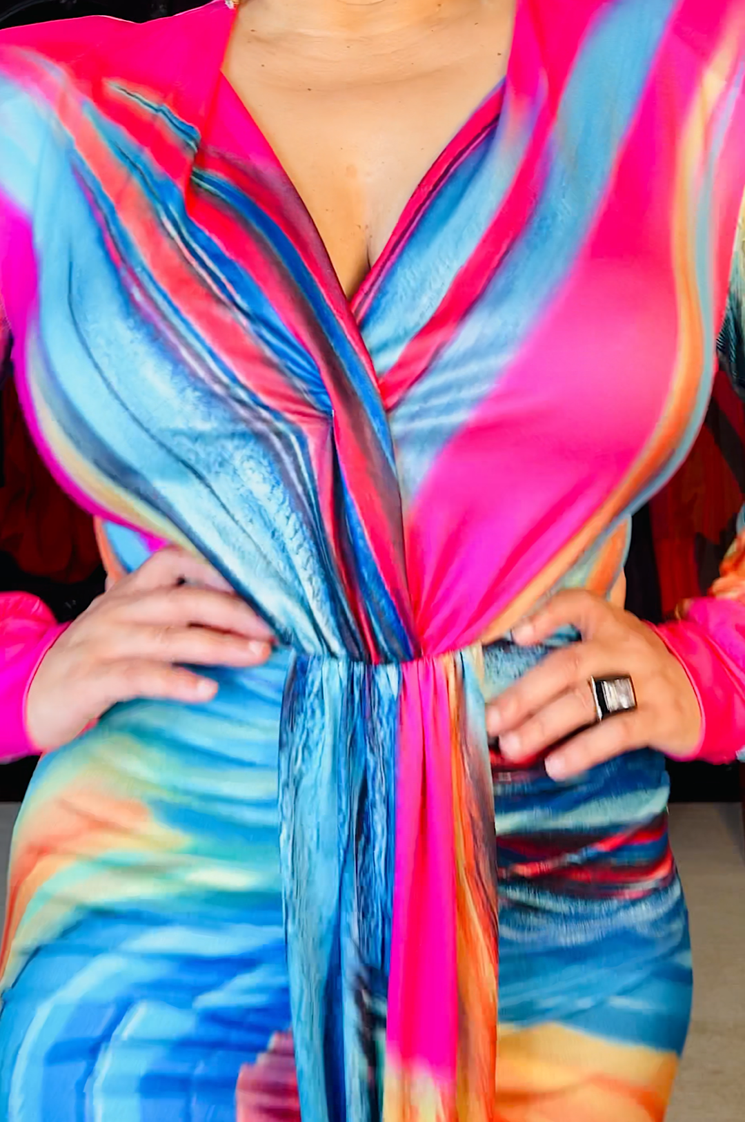 Plus Size Pink Swirl Print Dress