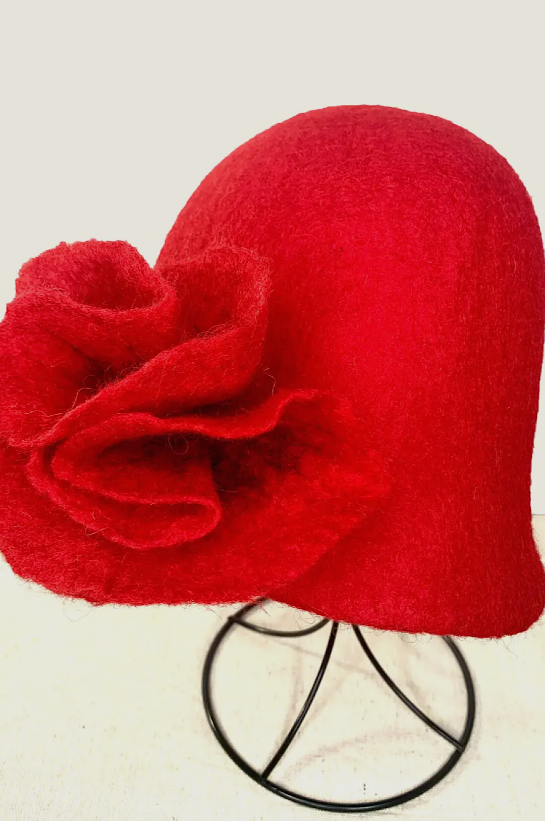 Red Ruffle Rose Winter Hat