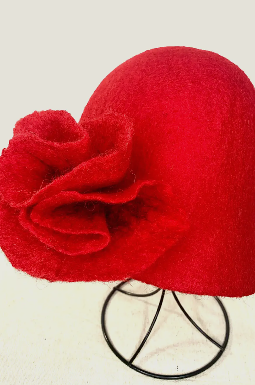 Red Ruffle Rose Winter Hat