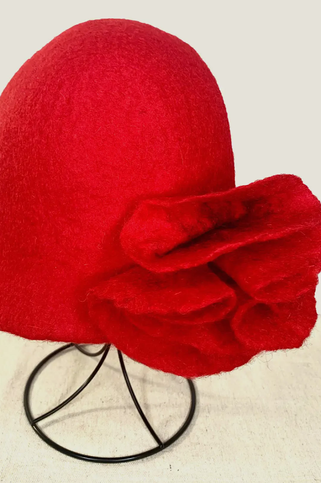 Red Ruffle Rose Winter Hat