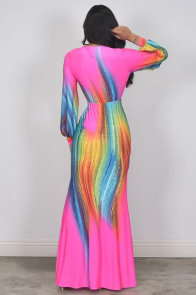 Multi Color Pink Swirl Print Dress