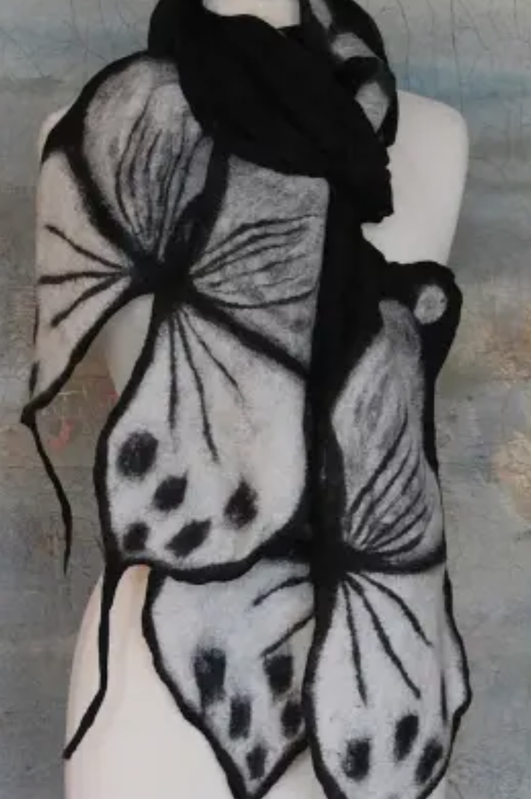 Black White Butterfly Wrap Scarf Shawl