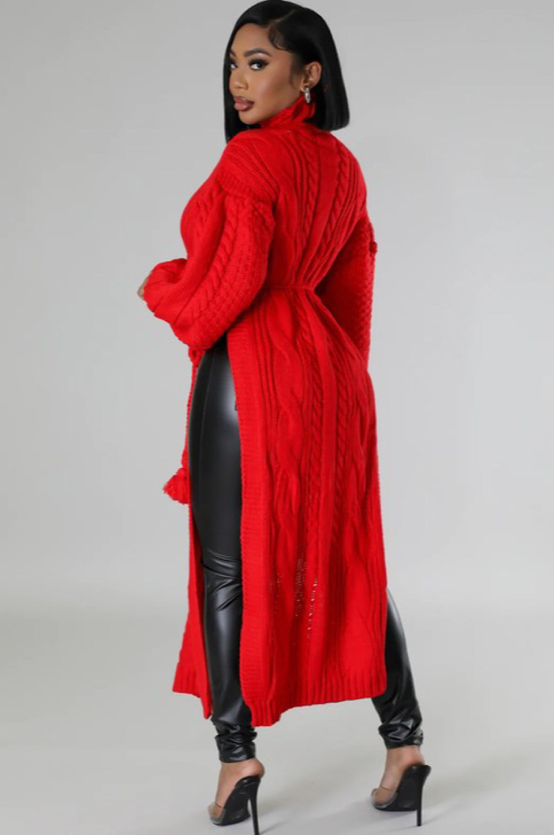 Red Knit Tulle Two Piece Skirt Set