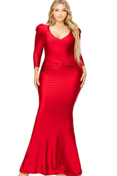 Plus Size Regal Red Long Dress