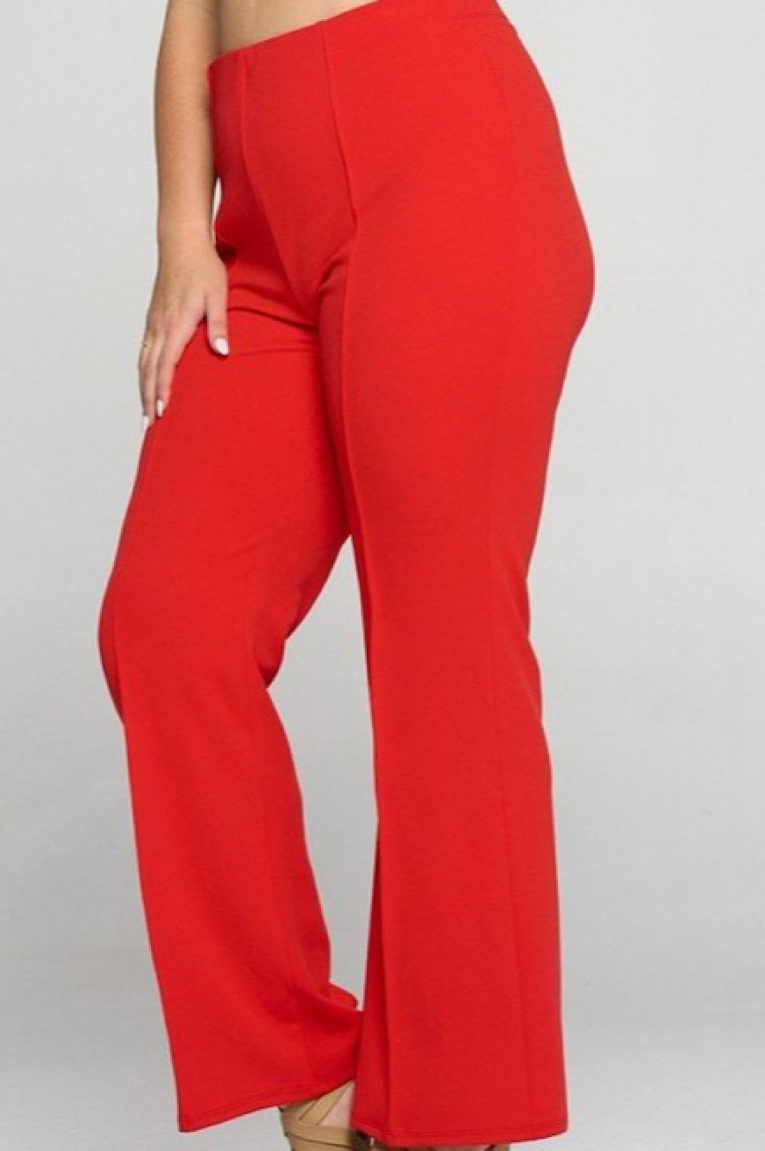 Red Techno Crepe Front Seam Pants (7956195049646)