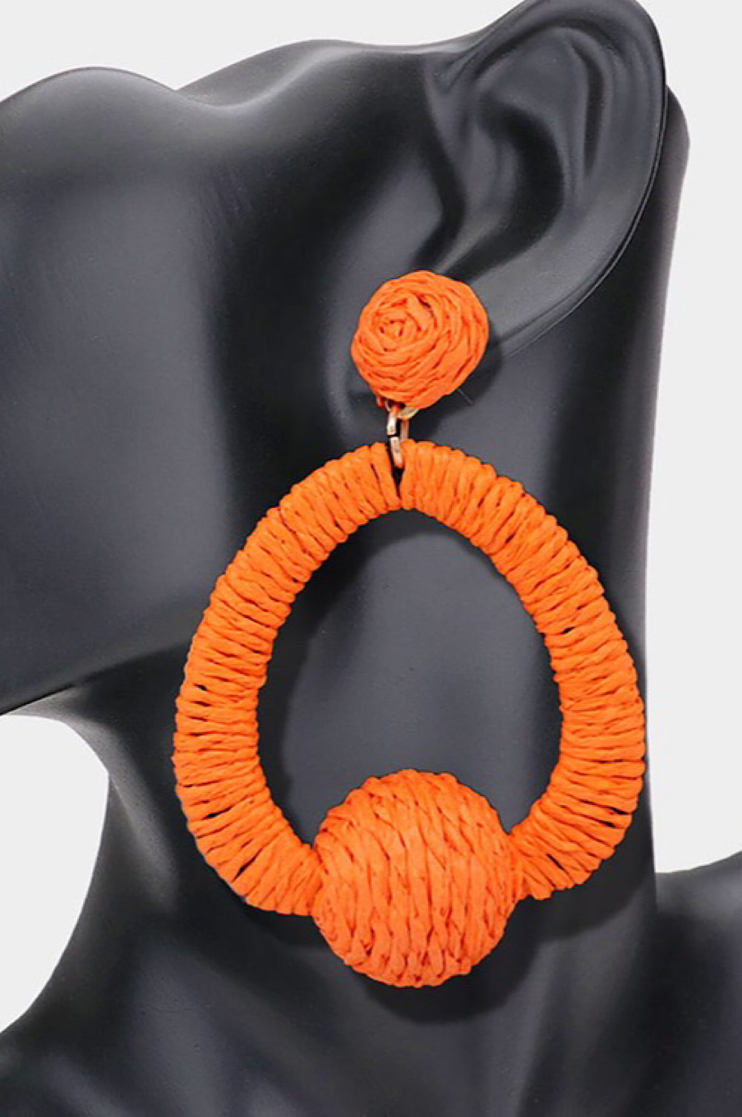 Raffia Oval Hoop Earrings (7980961398958)