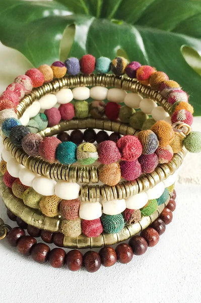 Stretch Multi Color Multi Strand Beaded Bracelet