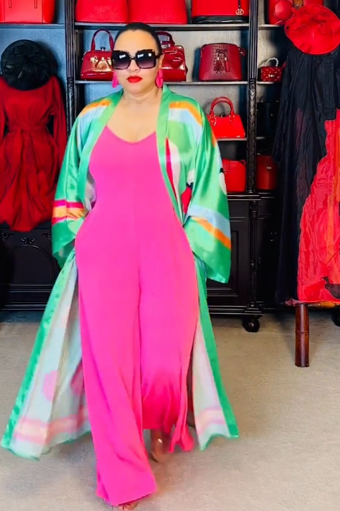 Green Multi Color Kimono Duster (7967057117358)