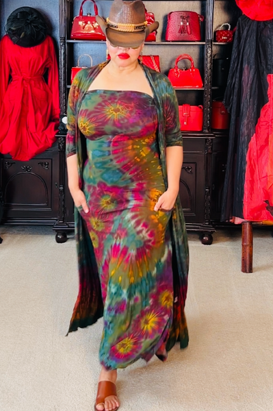 Buy Green Tie Dye Strapless Maxi Dress at Social Butterfly Collection ...