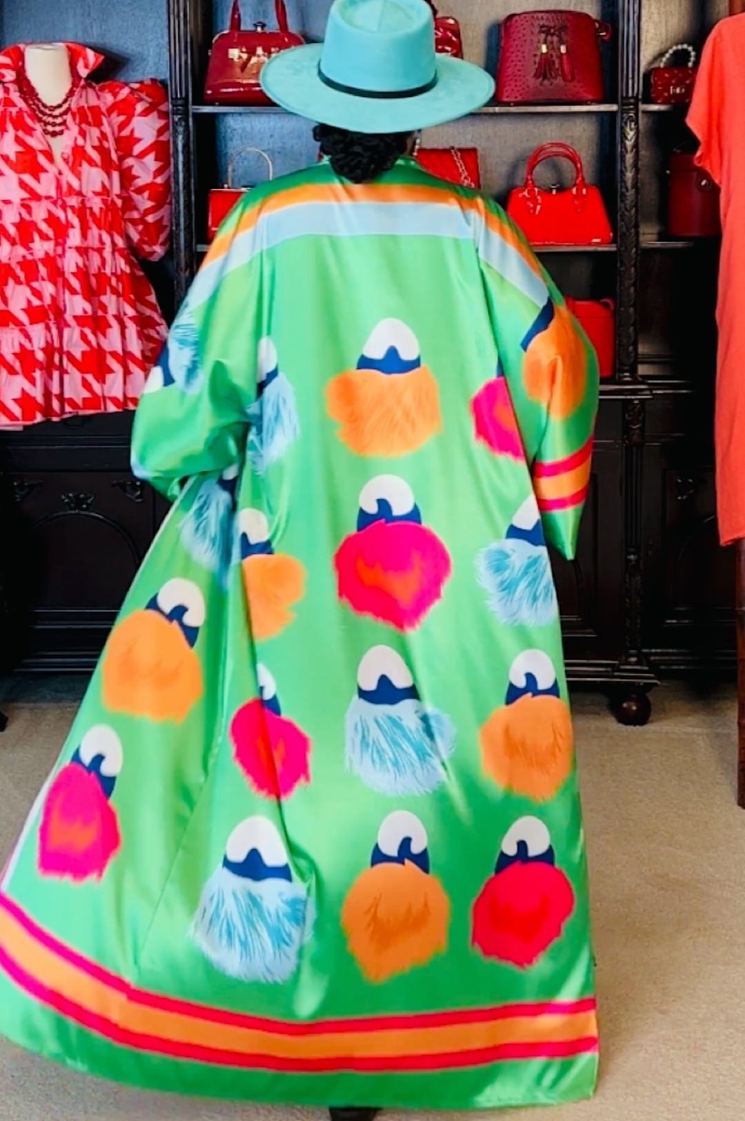 Green Multi Color Kimono Duster (7967057117358)