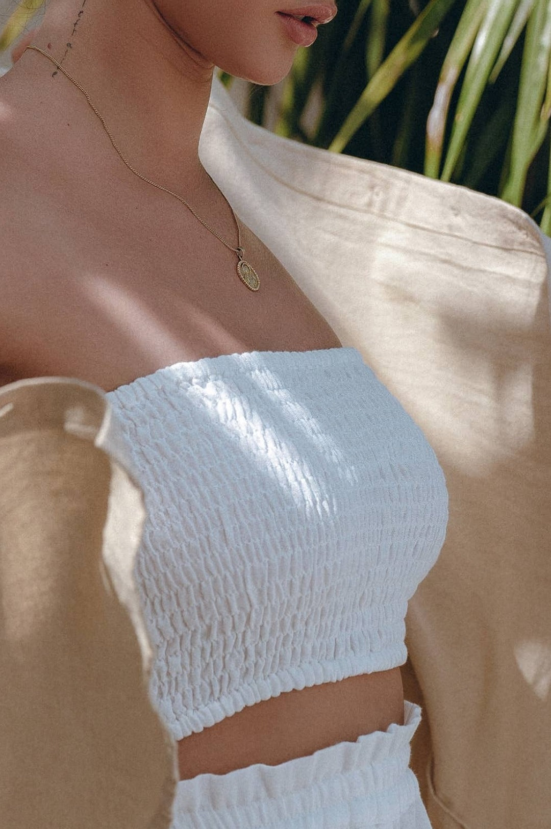 Linen Off White Strapless Tube Top (7709419536558)