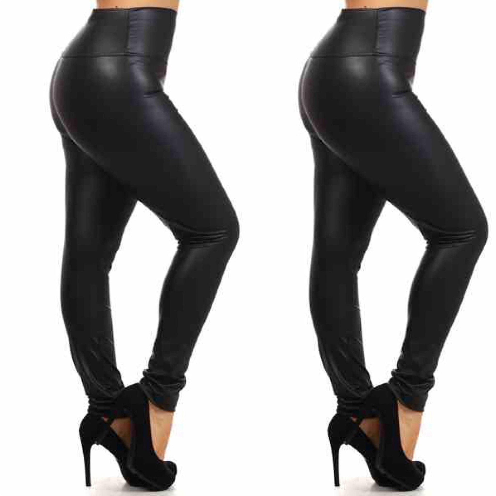 Black Faux Leather Liquid Leggings - socialbutterflycollection-com (10555036622) (7833478103214)