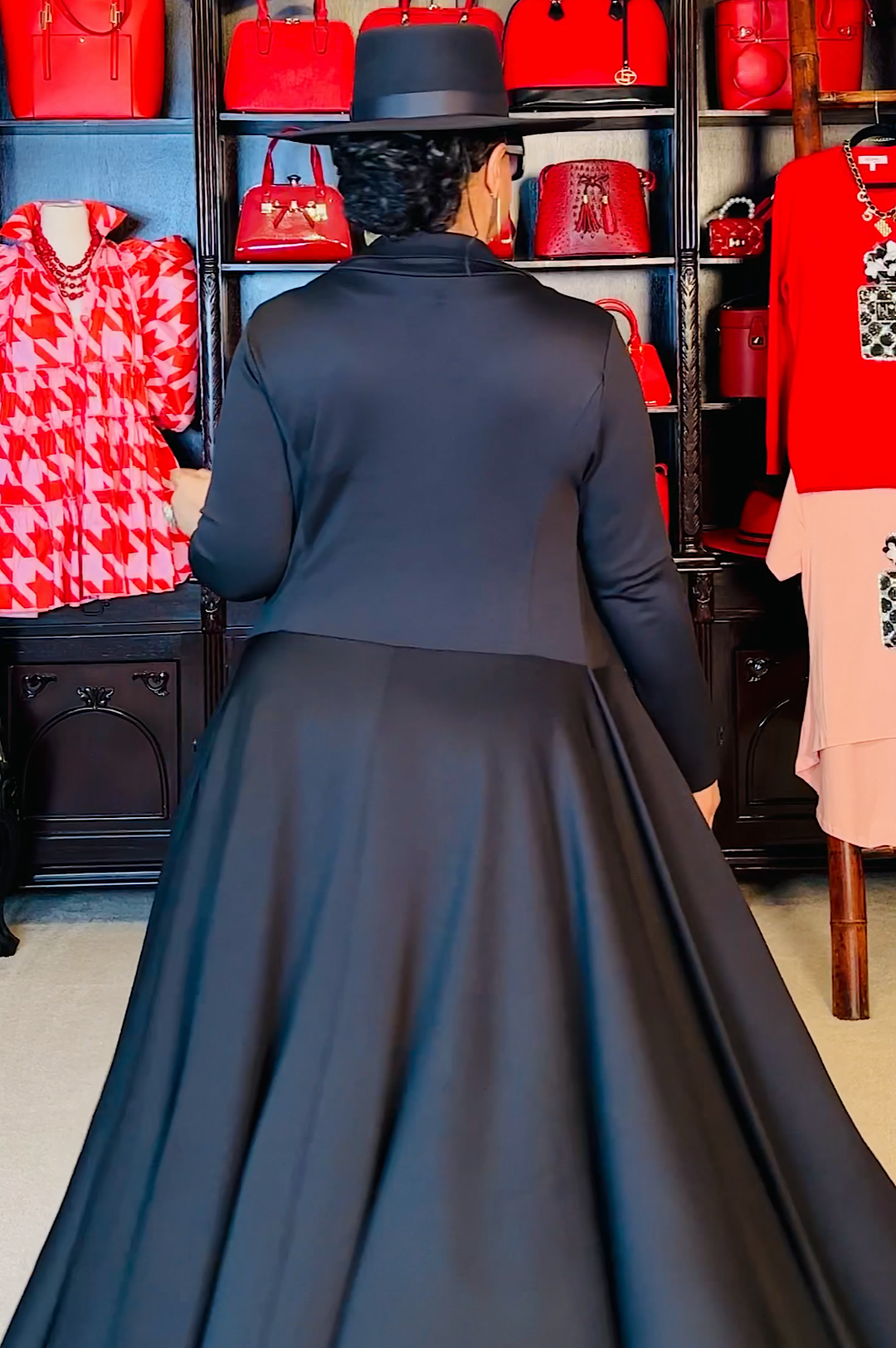 Beautiful Black Long Duster Coat Dress (6330890813614)