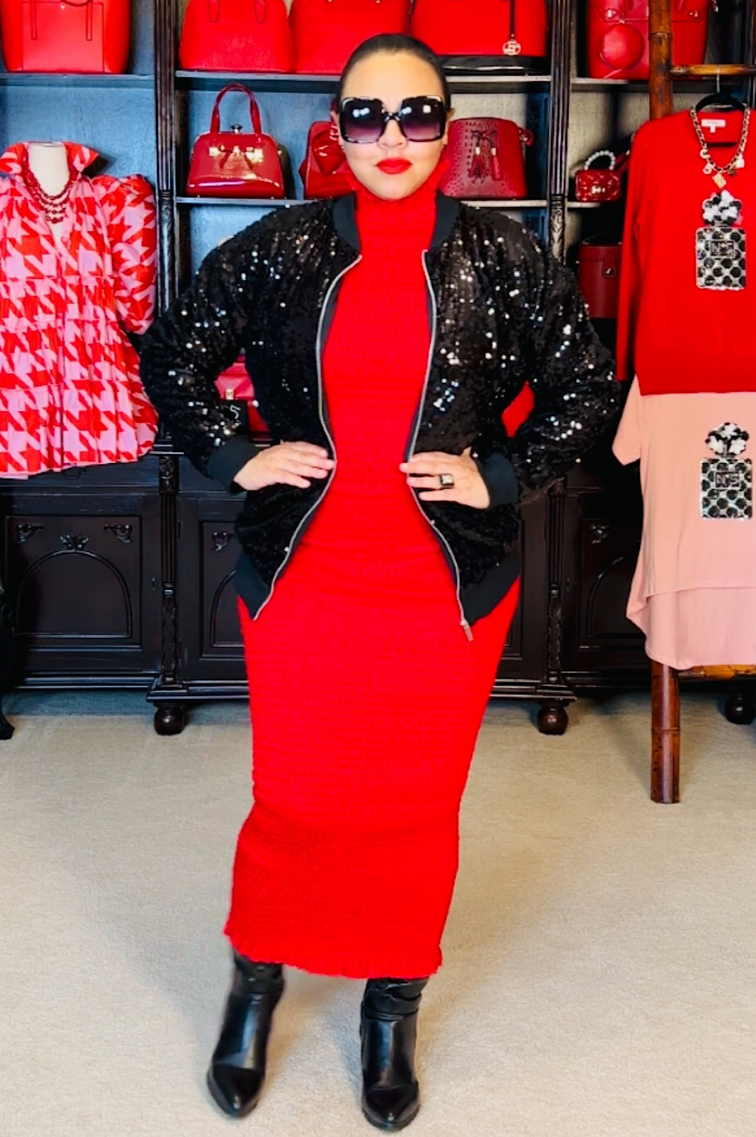 Black Sequin Zipper Front Jacket (7893842624686)