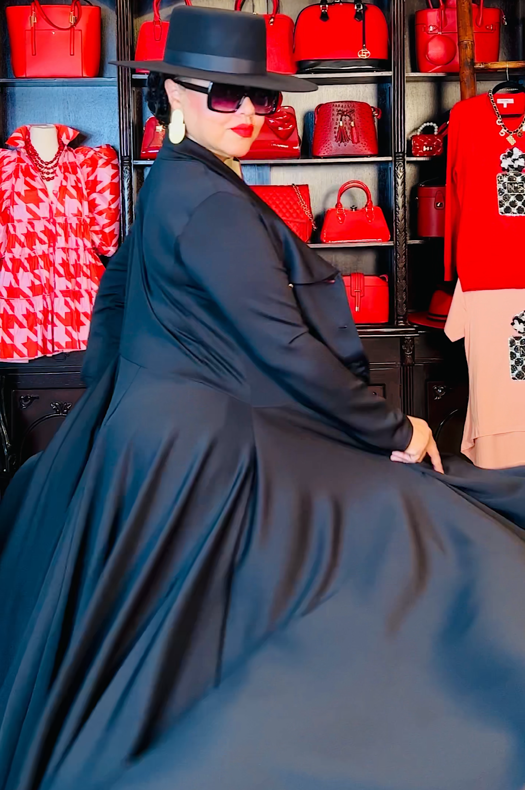 Beautiful Black Long Duster Coat Dress (6330890813614)