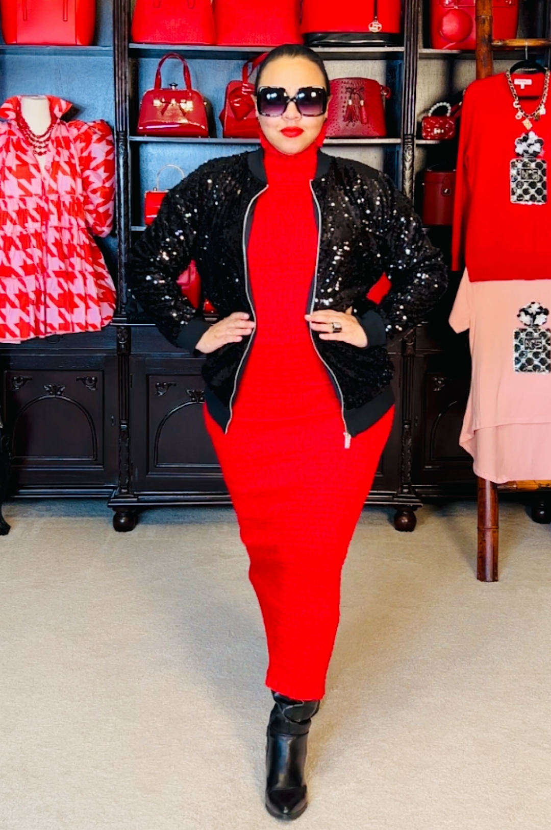 Black Sequin Zipper Front Jacket (7893842624686)