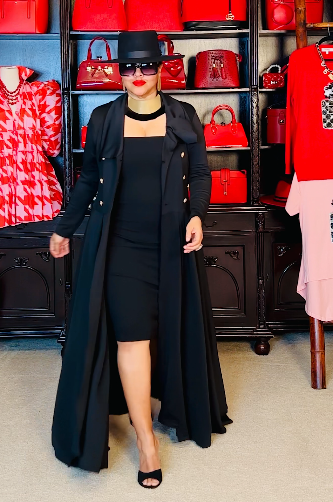 Beautiful Black Long Duster Coat Dress (6330890813614)