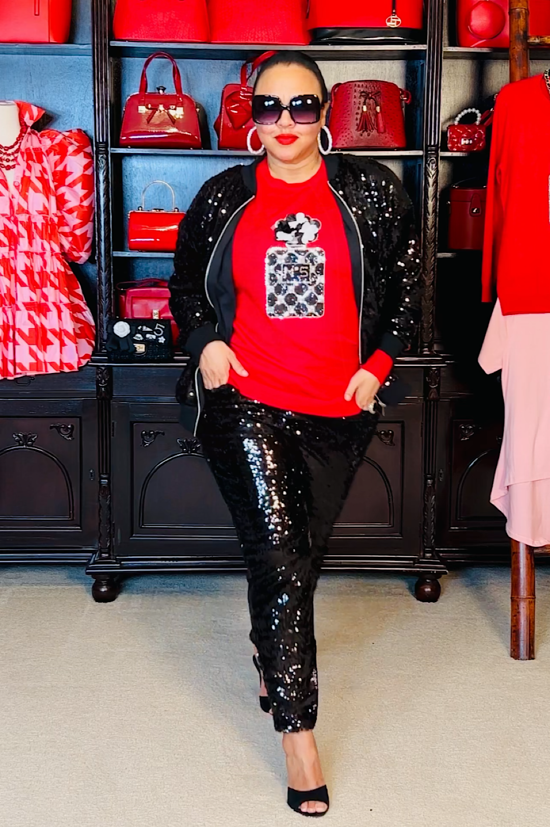 Black Sequin Zipper Front Jacket (7893842624686)
