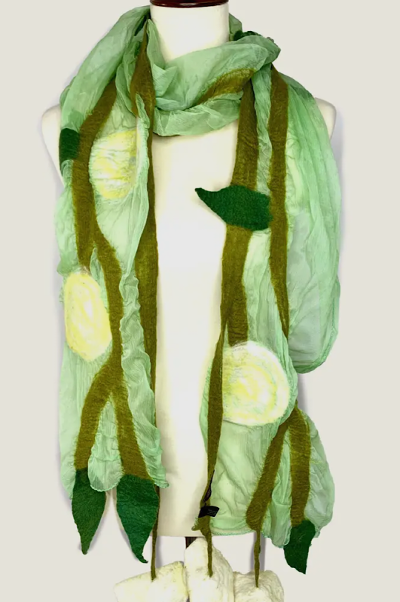 Multi Green Off White Scarf Shawl