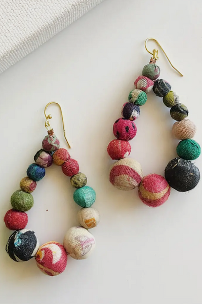 Graduated Teardrop Colorful Bead Earrings