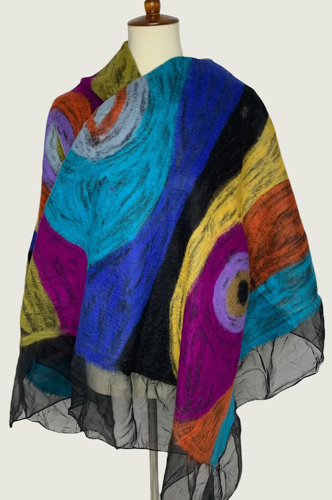 Blue Multi Color Abstract Print Wrap Scarf Shawl