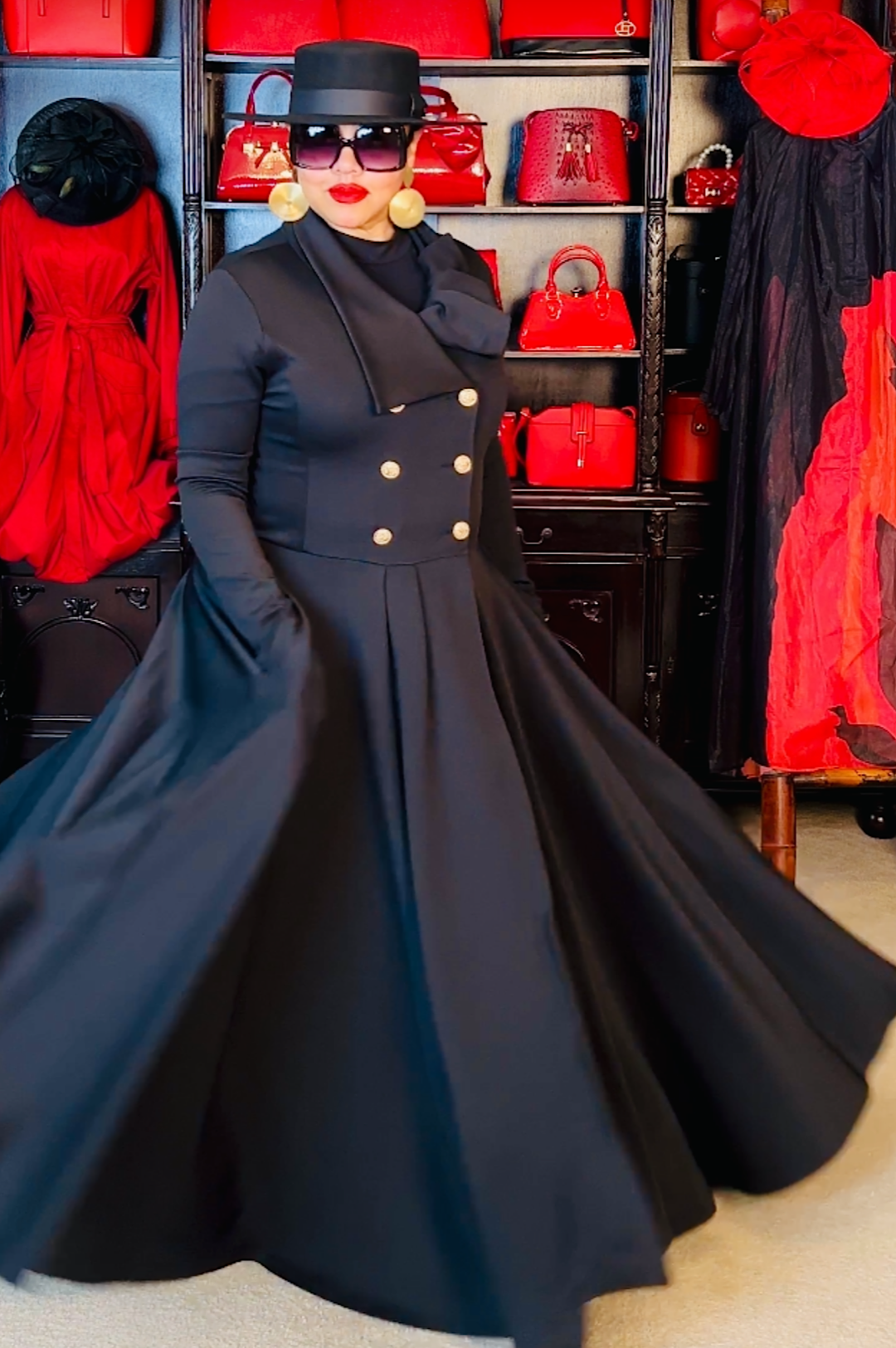 Beautiful Black Long Duster Coat Dress