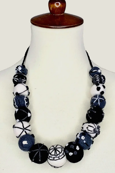 Black White Mesh Necklace