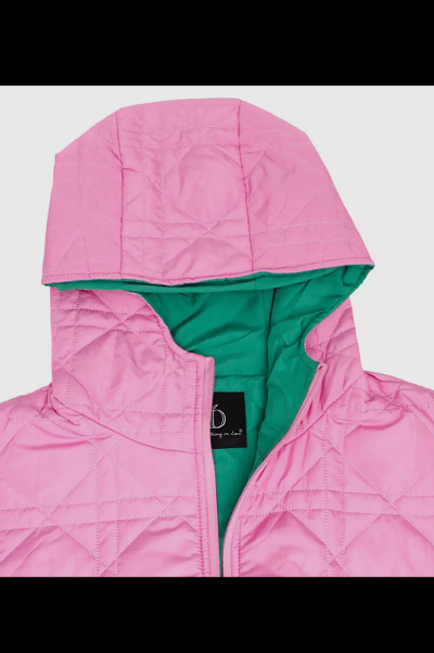 Pink Green Hoodie Puffer Zipper Cape