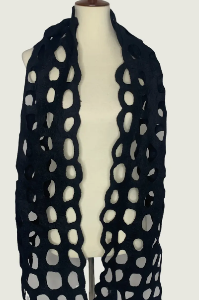 Black Open Detail Wrap Scarf Shawl