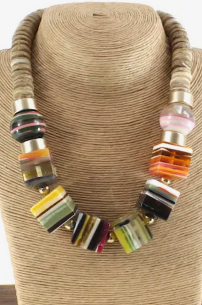 Cubed Beads Discs Necklace