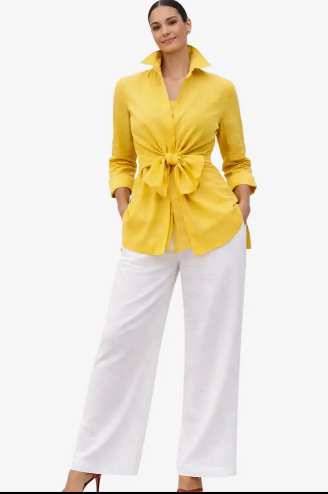 Yellow Linen 4 Ways To Wear Wrap Top