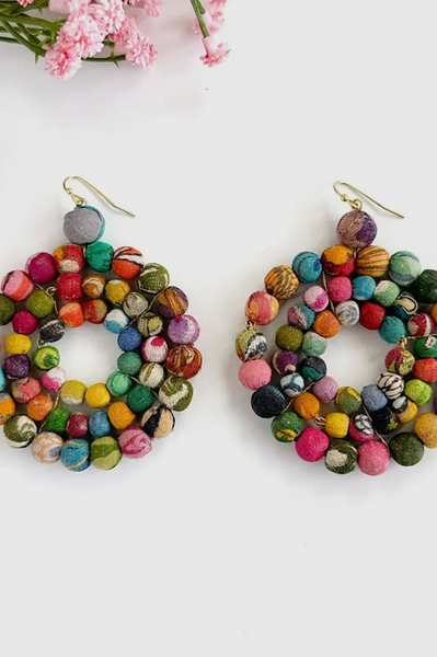 Circular Colorful Bead Earrings