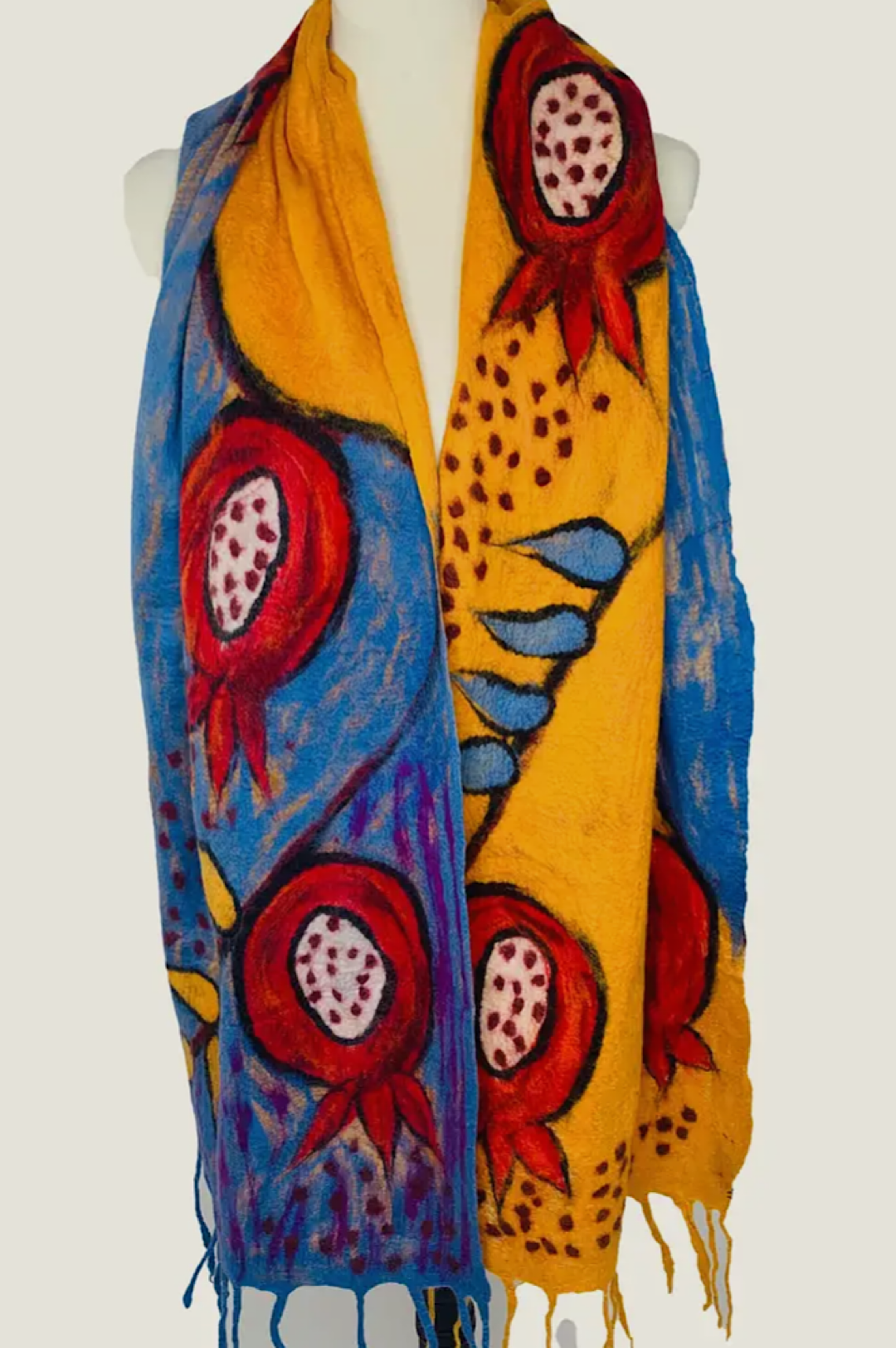 Yellow Orange Blue Multi Color Abstract Print Wrap Scarf Shawl