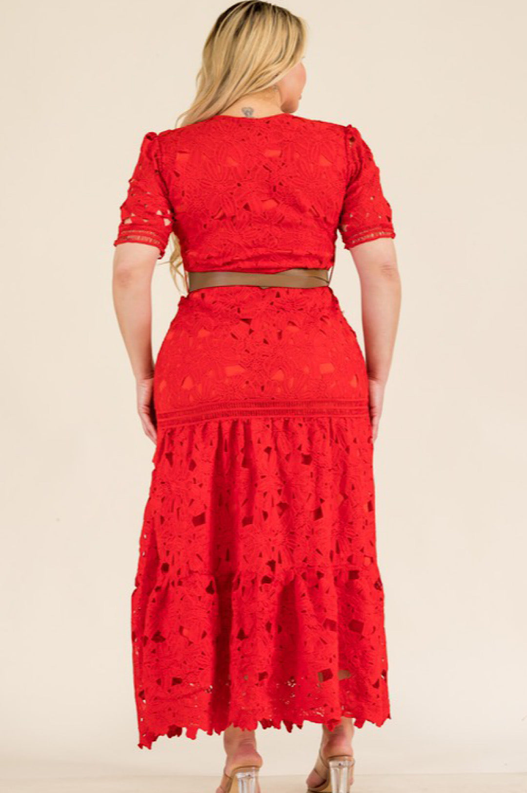 Red Long Lace Dress