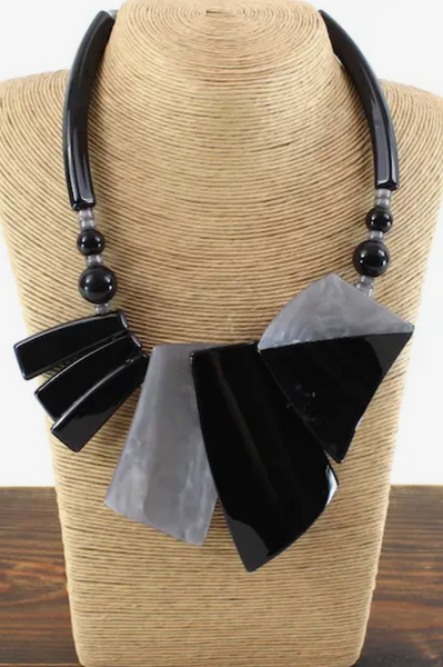 Black Grey Abstract Necklace