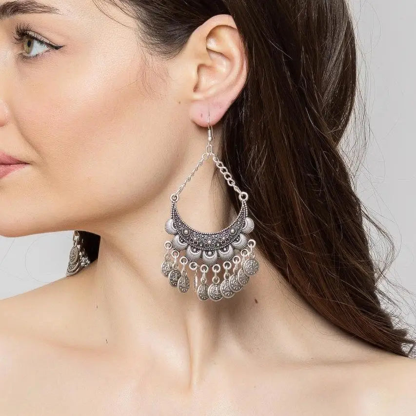 Silver Boho Style Artisan Earrings