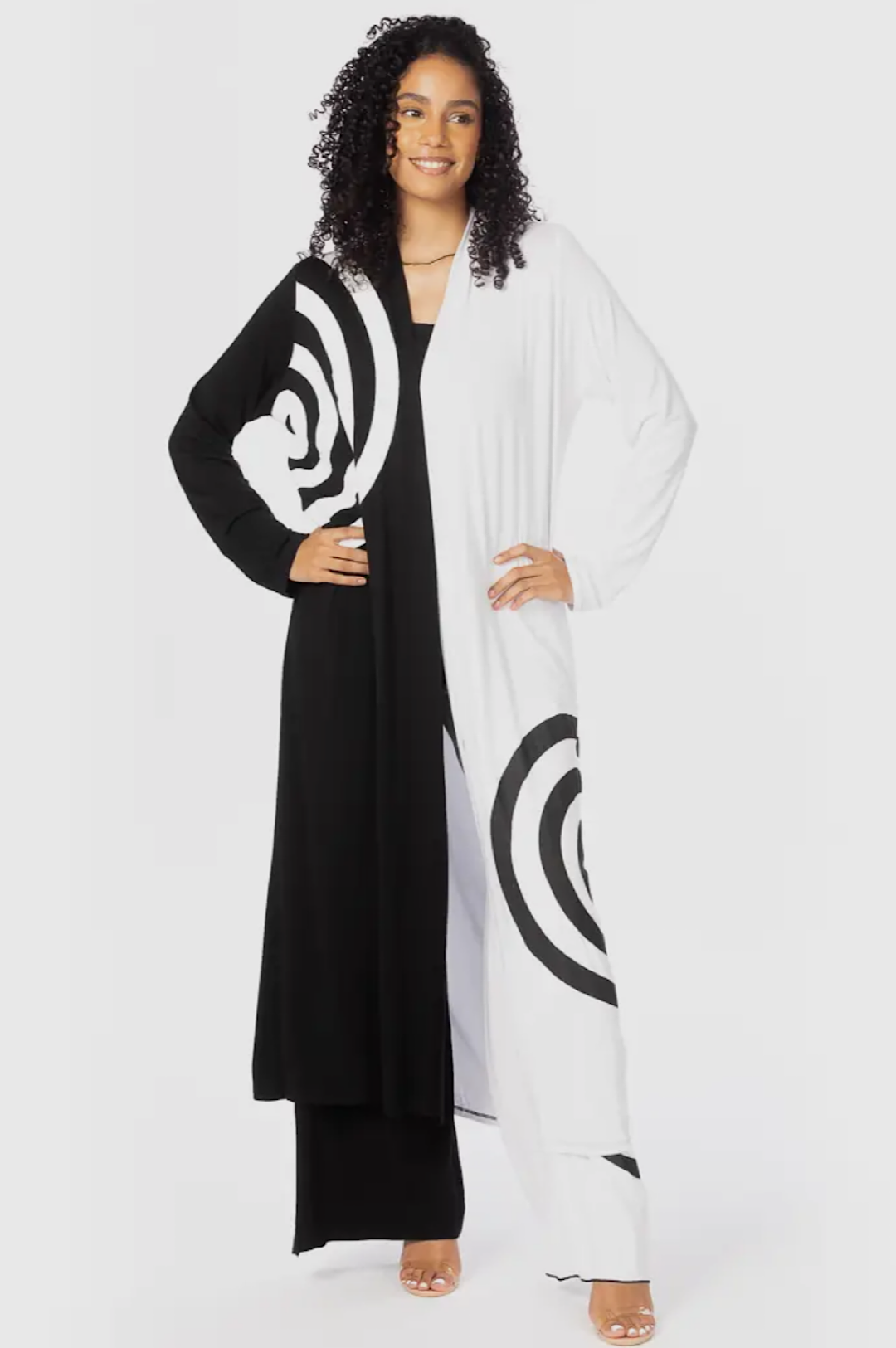 Black White Color Block Long Duster