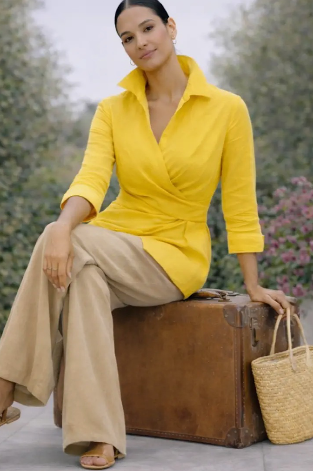Yellow Linen 4 Ways To Wear Wrap Top
