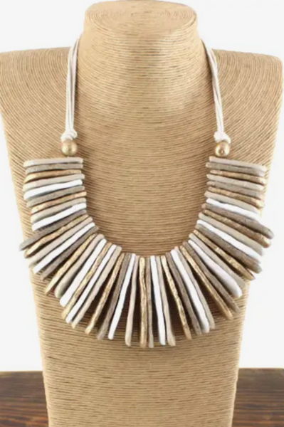 Retangles Paper Mache Necklace