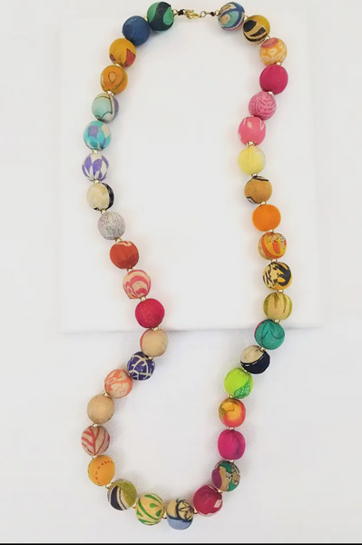 Long Single Strand Multi Color Bead Necklace