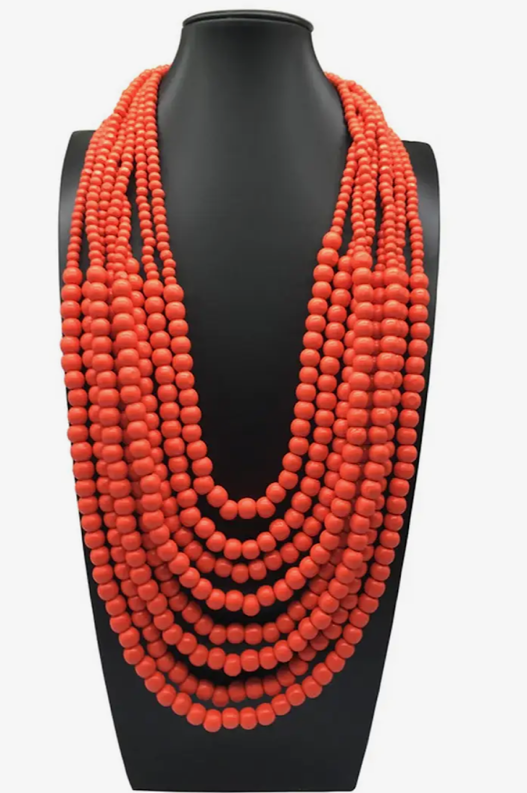Black Red Bead Multi Strand  Necklace
