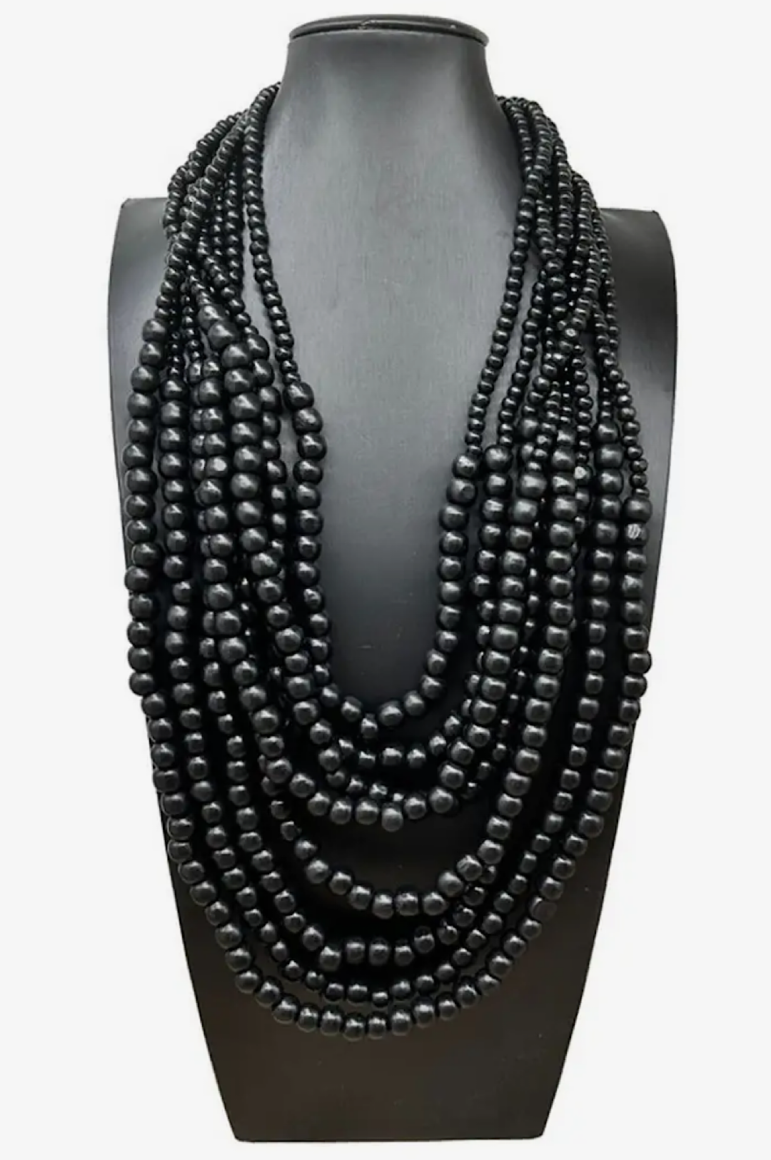Black Red Bead Multi Strand  Necklace