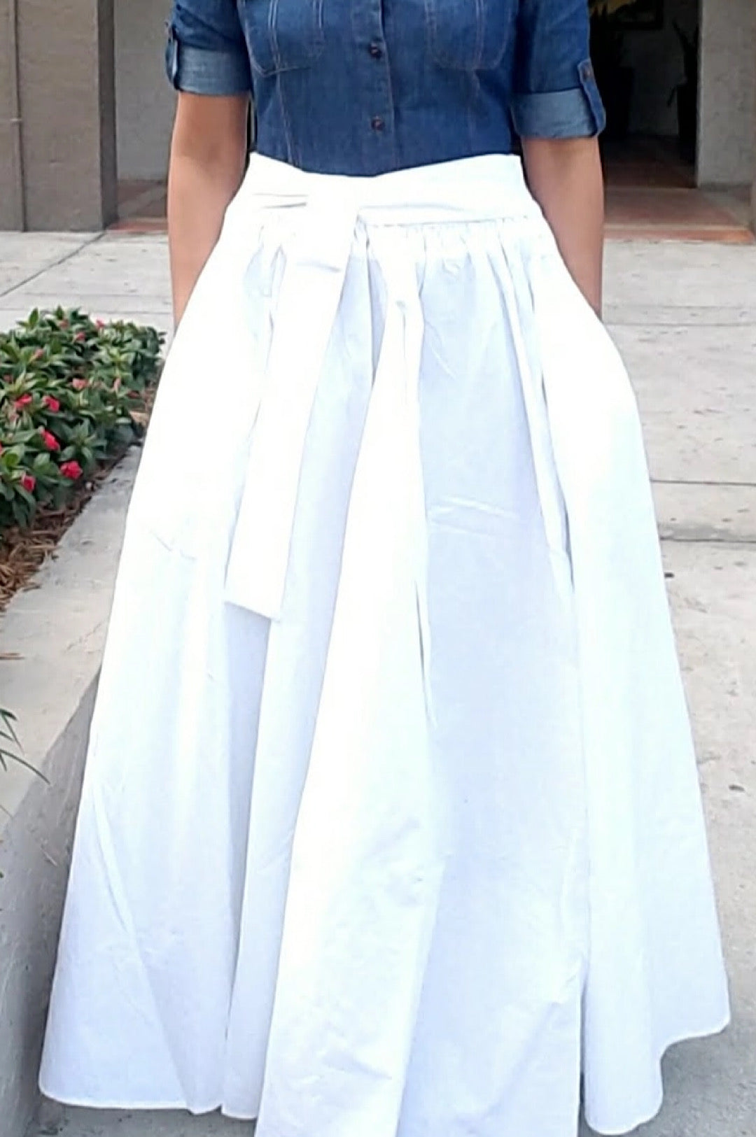 Long White Cotton Maxi Skirt
