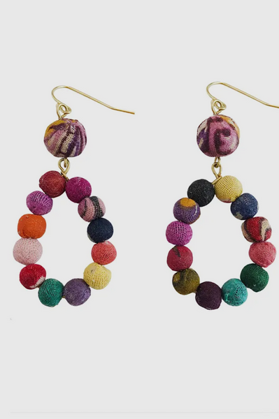 Teardrop Dangle Colorful Bead Earrings