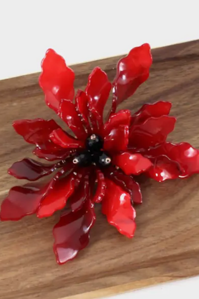 Red Resin Flower Pin