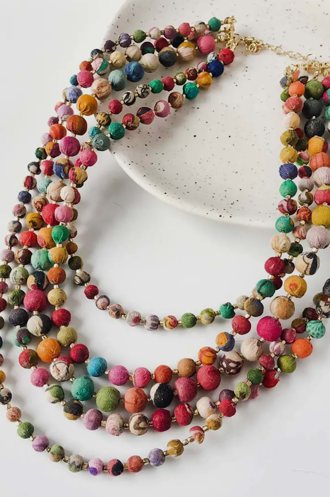 Five Strand Multi Color Bead Necklace