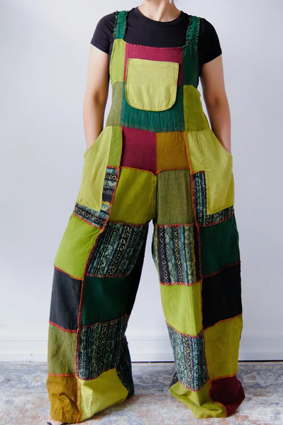 Green Multi Color Patchwork Jumpsuit