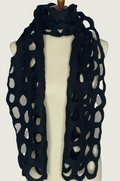 Black Open Detail Wrap Scarf Shawl