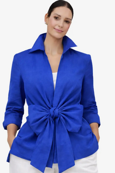 Royal Blue Linen 4 Ways To Wear Wrap Top