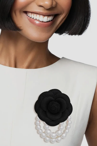 Pearl Black Rose Beauty Pin